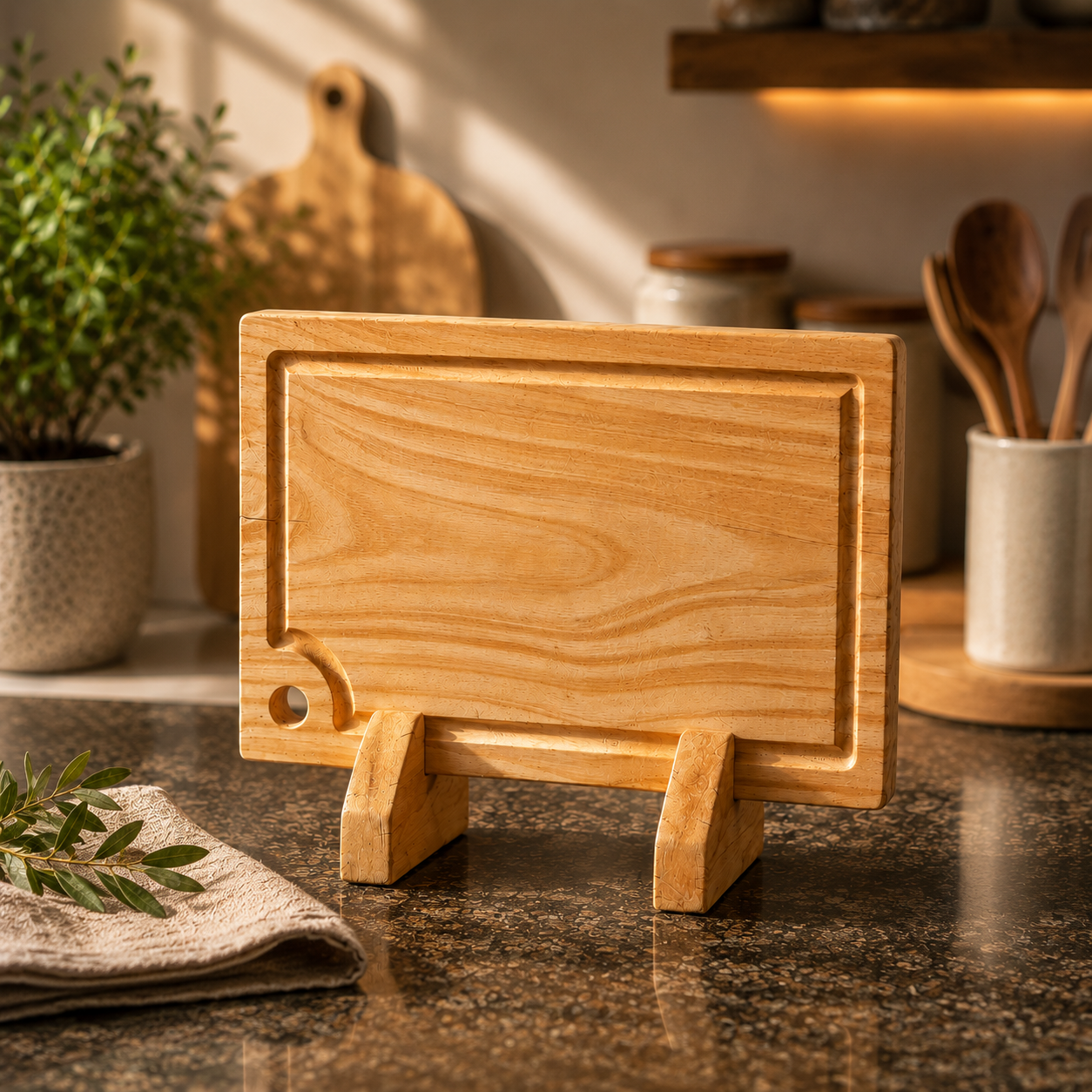 Premium Tamarind Wood Cutting Board + FREE Wooden Stand